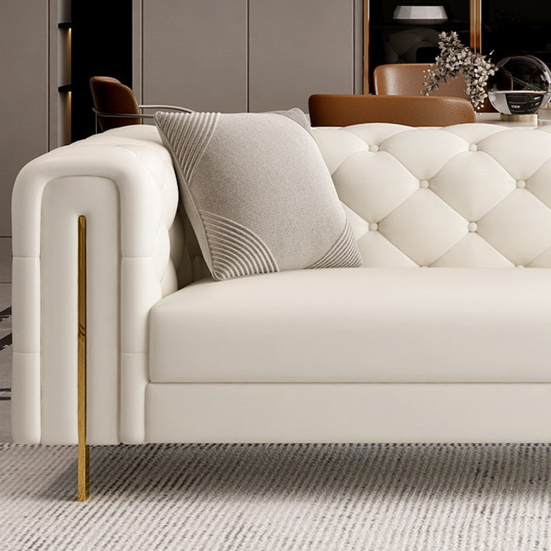 Divano a braccio di smoking divano bianco contemporaneo con back-back trapuntato