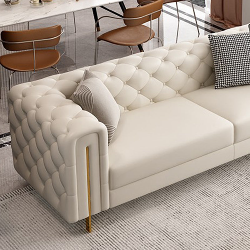 Divano a braccio di smoking divano bianco contemporaneo con back-back trapuntato