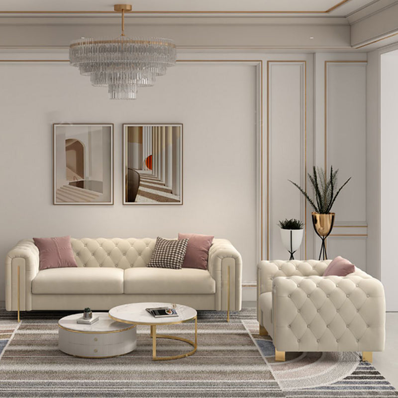 Divano a braccio di smoking divano bianco contemporaneo con back-back trapuntato