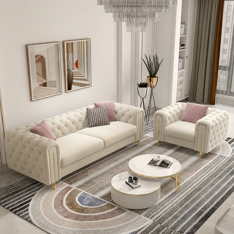 Divano a braccio di smoking divano bianco contemporaneo con back-back trapuntato