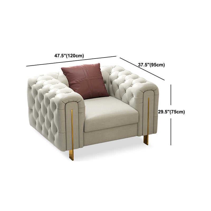 Divano a braccio di smoking divano bianco contemporaneo con back-back trapuntato