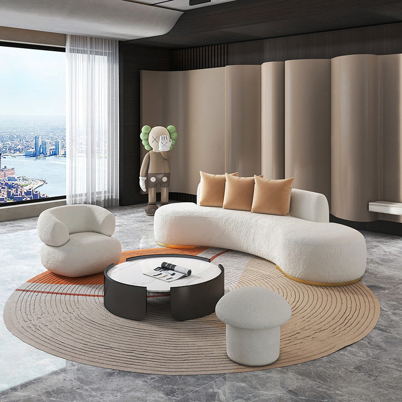 Contemporary Curved Sofa with Tight Back Standard Armless Sofa for Living Room