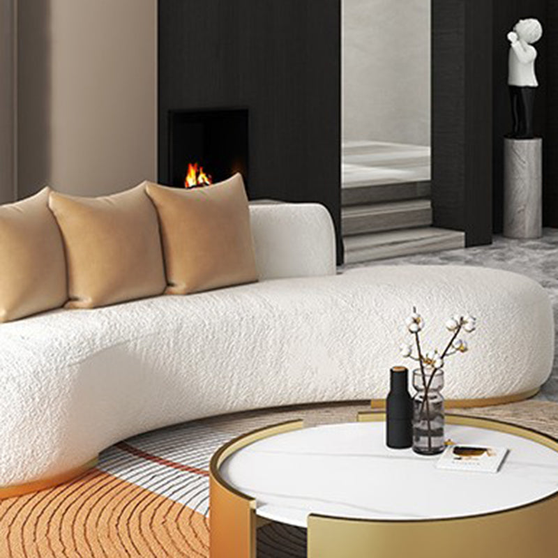 Contemporary Curved Sofa with Tight Back Standard Armless Sofa for Living Room