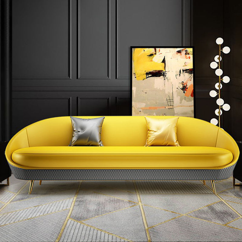 Sloped Arm Curved Sofa with Tight Back Contemporary Sofa for Apartment Clearhalo 'furn' 'furn_sofas' 'Furniture' 'Living Room Furniture' 'Sofa' 'sofas' 5663063