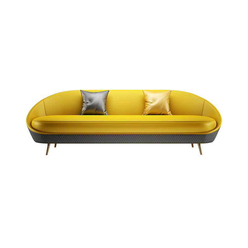 Sloped Arm Curved Sofa with Tight Back Contemporary Sofa for Apartment 86.6"L x 35.4"W x 30.3"H Faux Leather Clearhalo 'furn' 'furn_sofas' 'Furniture' 'Living Room Furniture' 'Sofa' 'sofas' 5663064