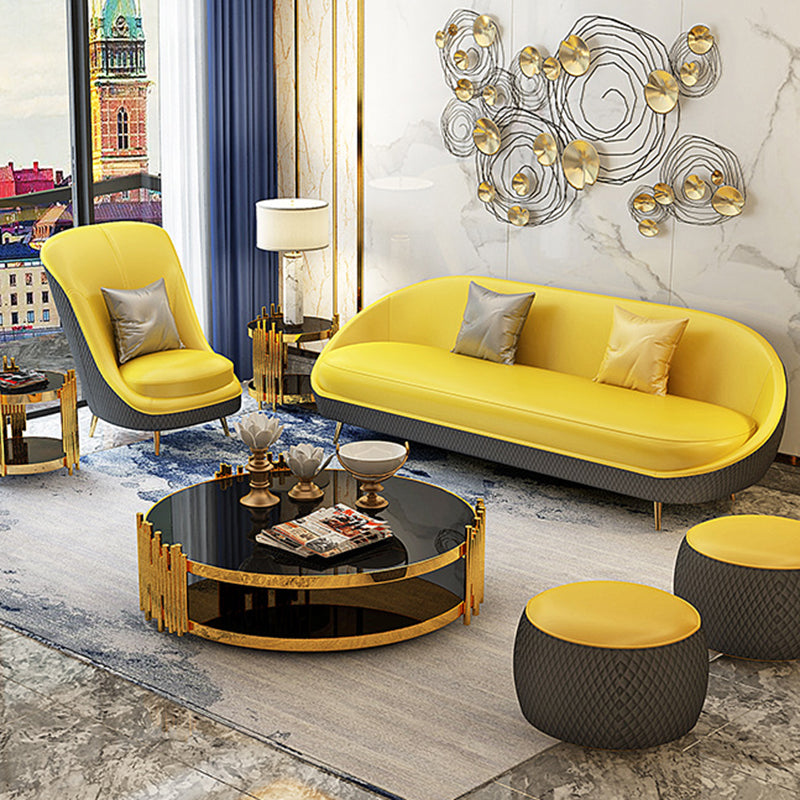 Sloped Arm Curved Sofa with Tight Back Contemporary Sofa for Apartment Clearhalo 'furn' 'furn_sofas' 'Furniture' 'Living Room Furniture' 'Sofa' 'sofas' 5663068