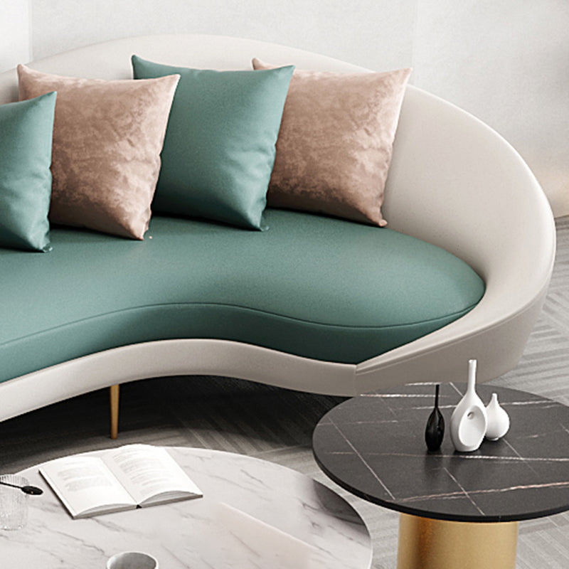 Hedendaagse faux leer gebogen bank met een slopende arm voor woonkamer