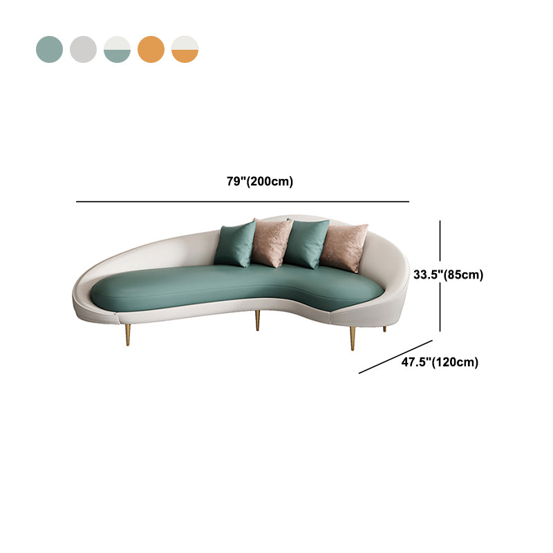 Hedendaagse faux leer gebogen bank met een slopende arm voor woonkamer