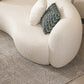 Beige Recessed Arm Curved Sofa for Apartment Contemporary Sofa