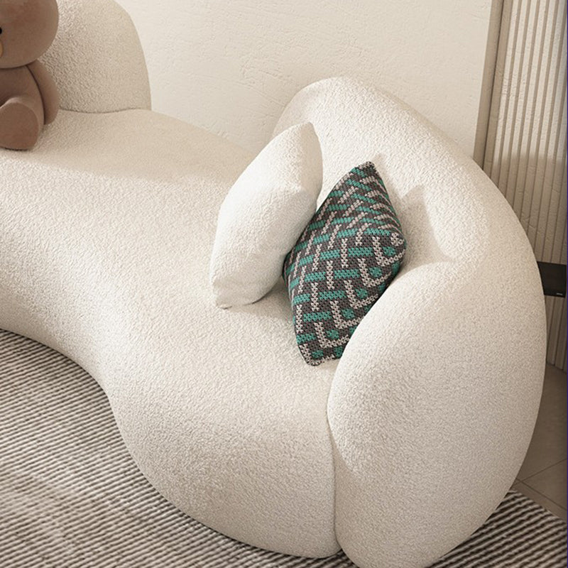 Beige Recessed Arm Curved Sofa for Apartment Contemporary Sofa