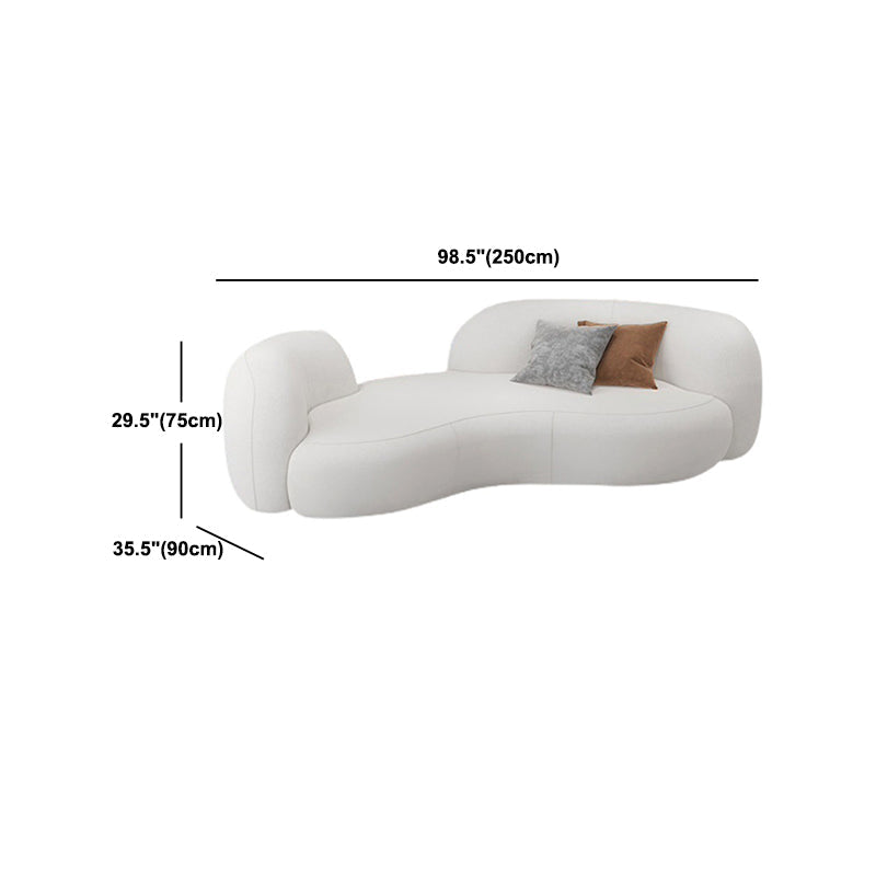 Beige Recessed Arm Curved Sofa for Apartment Contemporary Sofa