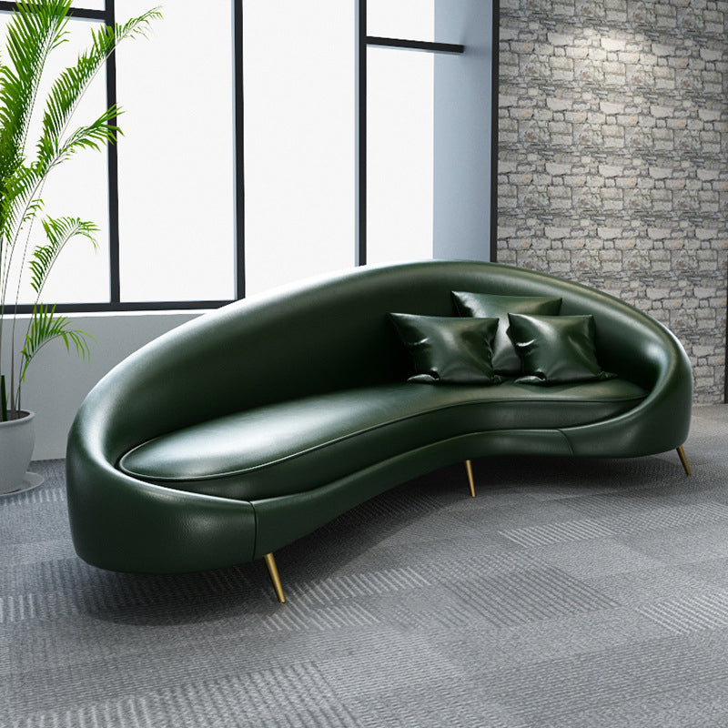 Moderne faux leer gebogen bank met hellende armen voor woonkamer