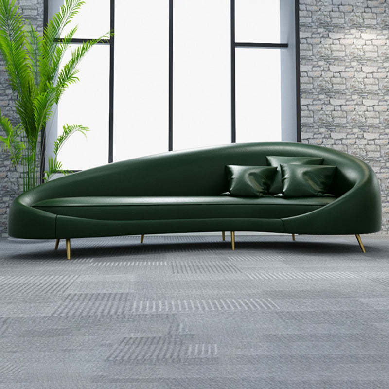 Moderne faux leer gebogen bank met hellende armen voor woonkamer