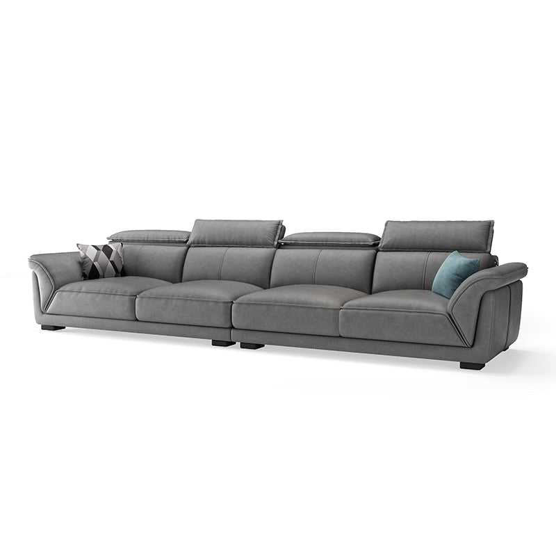 Sofá de cuero sintético gris y chaise moderna bizcho