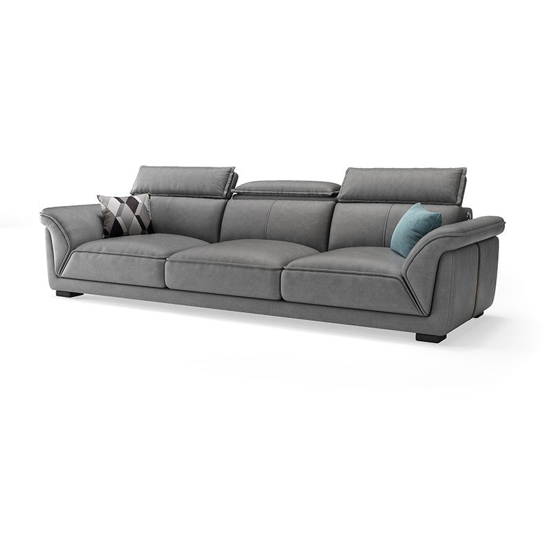 Sofá de cuero sintético gris y chaise moderna bizcho