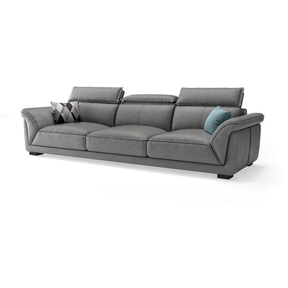 Sofá de cuero sintético gris y chaise moderna bizcho