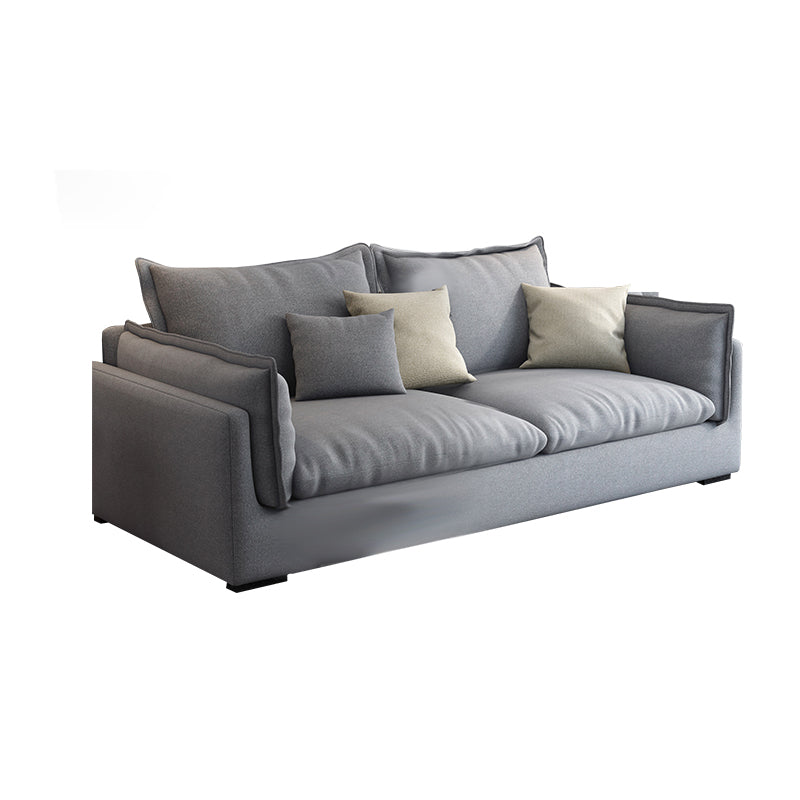 Nordic Loose Back Linen Sofa & Chaise Square Arm Cushions Sofa