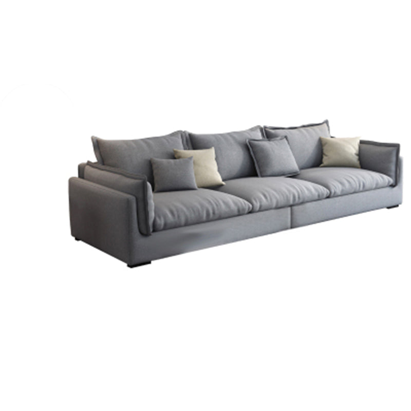 Nordic Loose Back Linen Sofa & Chaise Square Arm Cushions Sofa