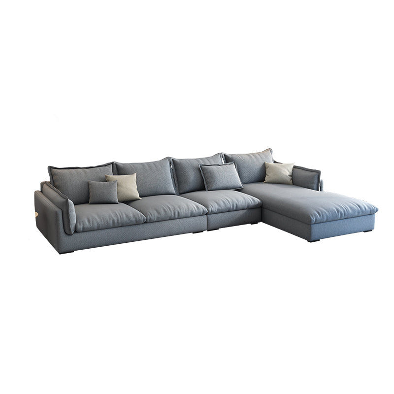 Nordic Loose Back Linen Sofa & Chaise Square Arm Cushions Sofa