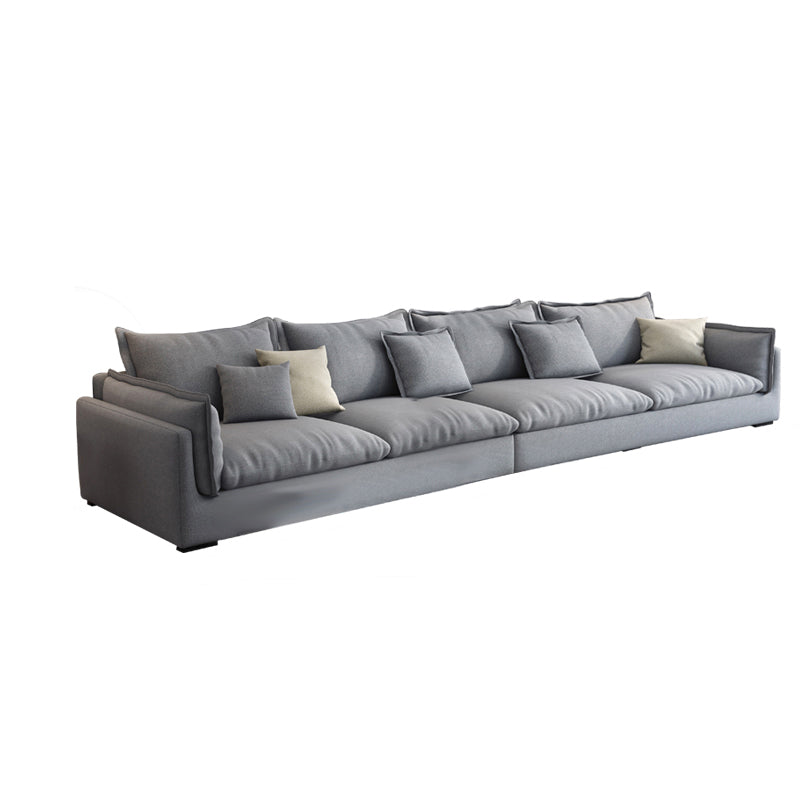 Nordic Loose Back Linen Sofa & Chaise Square Arm Cushions Sofa