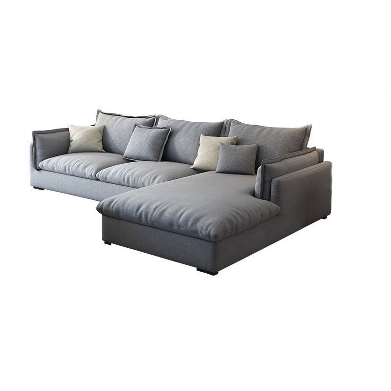 Nordic Loose Back Linen Sofa & Chaise Square Arm Cushions Sofa