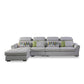 Modern Biscuit Back Sofa with Chaise Linen/Faux Leather Flared Arm Sofa in Gray