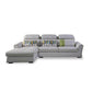 Modern Biscuit Back Sofa with Chaise Linen/Faux Leather Flared Arm Sofa in Gray