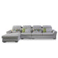 Modern Biscuit Back Sofa with Chaise Linen/Faux Leather Flared Arm Sofa in Gray