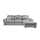 Modern Biscuit Back Sofa with Chaise Linen/Faux Leather Flared Arm Sofa in Gray