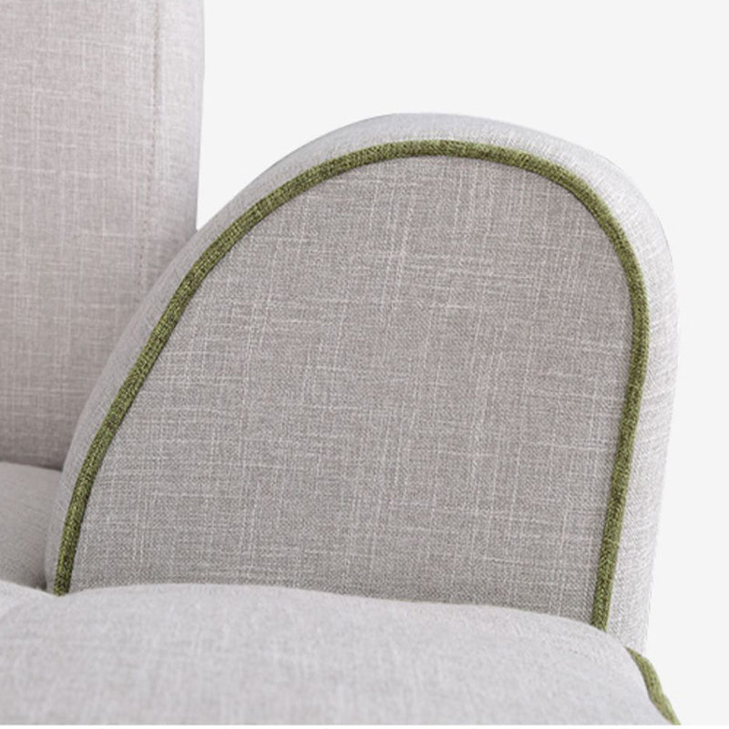 Modern Biscuit Back Sofa with Chaise Linen/Faux Leather Flared Arm Sofa in Gray