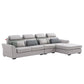 Modern Biscuit Back Sofa with Chaise Linen/Faux Leather Flared Arm Sofa in Gray
