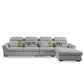 Modern Biscuit Back Sofa with Chaise Linen/Faux Leather Flared Arm Sofa in Gray
