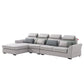 Modern Biscuit Back Sofa with Chaise Linen/Faux Leather Flared Arm Sofa in Gray