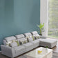 Modern Biscuit Back Sofa with Chaise Linen/Faux Leather Flared Arm Sofa in Gray