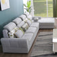Modern Biscuit Back Sofa with Chaise Linen/Faux Leather Flared Arm Sofa in Gray