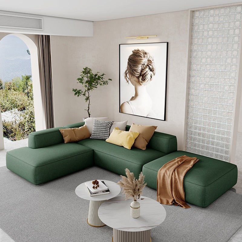 Contemporary Faux Leather Sofa 102.36" W Recessed Arm Sofa with Chaise