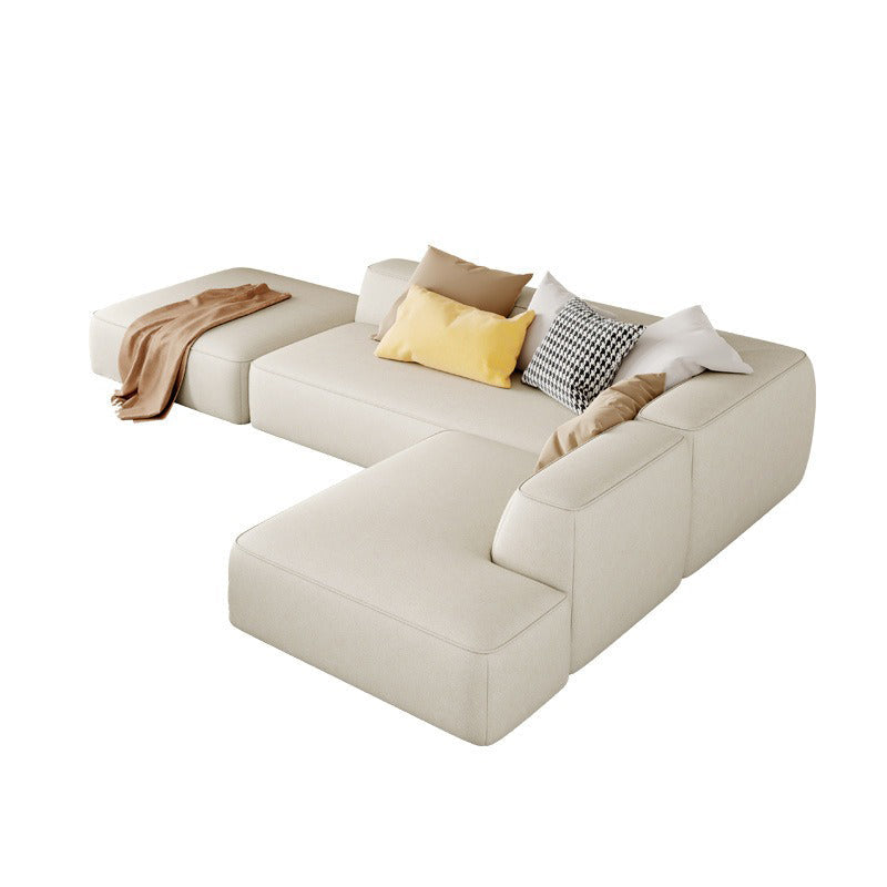 Contemporary Faux Leather Sofa 102.36" W Recessed Arm Sofa with Chaise