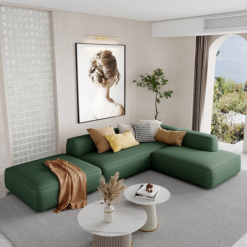 Contemporary Faux Leather Sofa 102.36" W Recessed Arm Sofa with Chaise