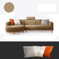 Scandinavian Linen Square Arm Sofa with Chaise with Wood Accents - 106.3" W