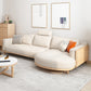 Scandinavian Linen Square Arm Sofa with Chaise with Wood Accents - 106.3" W