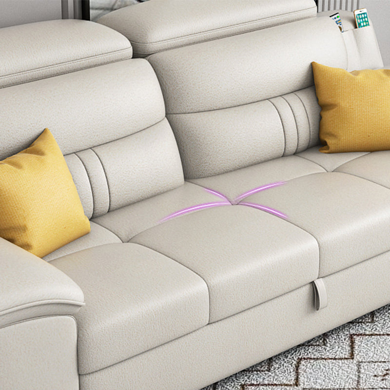 Modern Faux Leather Sofa & Chaise 34.6" H Biscuit Back Sofa with Storage Clearhalo 'furn' 'furn_sectionals' 'Furniture' 'Living Room Furniture' 'Sectionals' 5663578