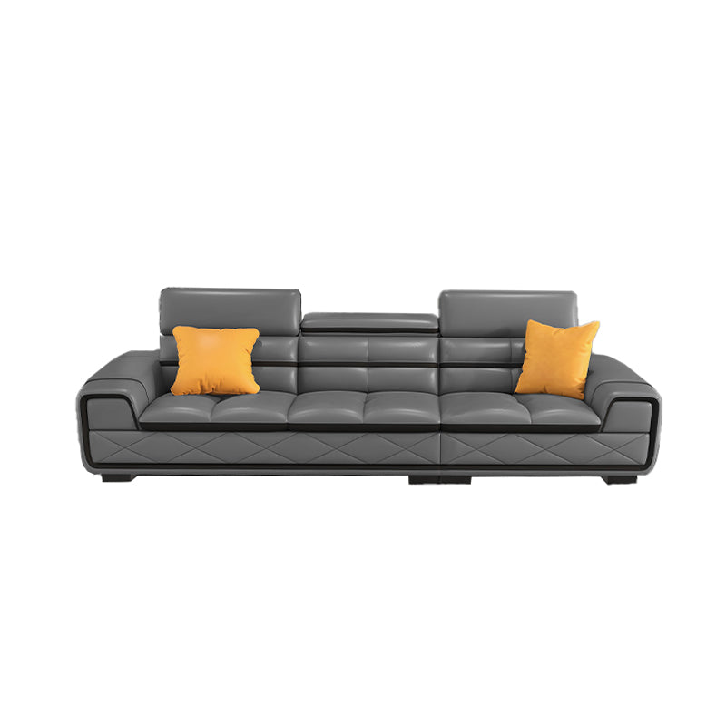 Sofá de cuero genuino estacionario de brazo cuadrado de nube contemporánea