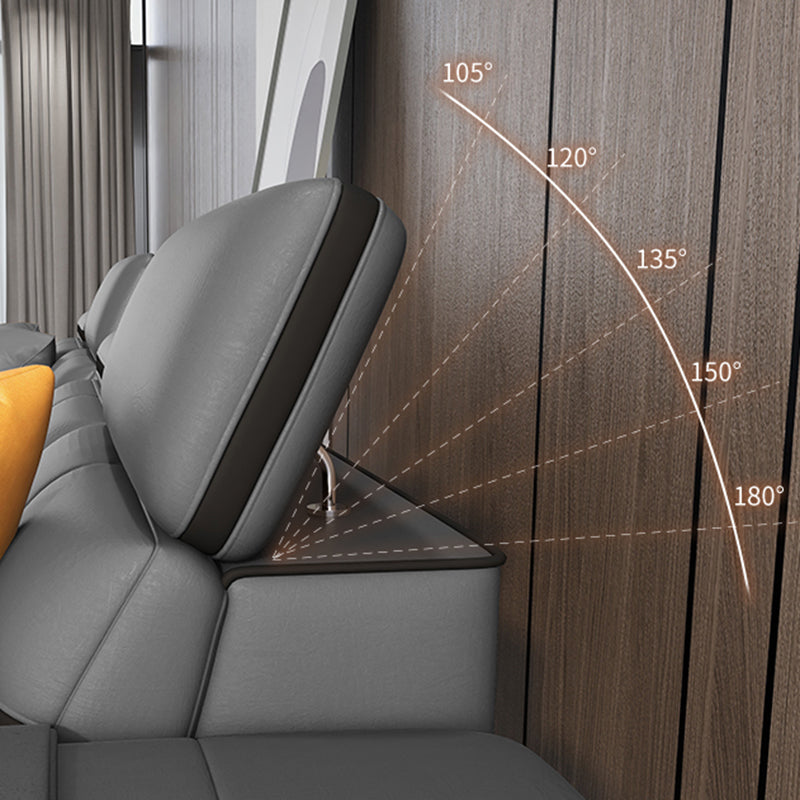 Sofá de cuero genuino estacionario de brazo cuadrado de nube contemporánea