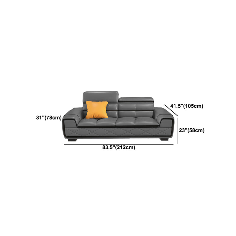 Sofá de cuero genuino estacionario de brazo cuadrado de nube contemporánea