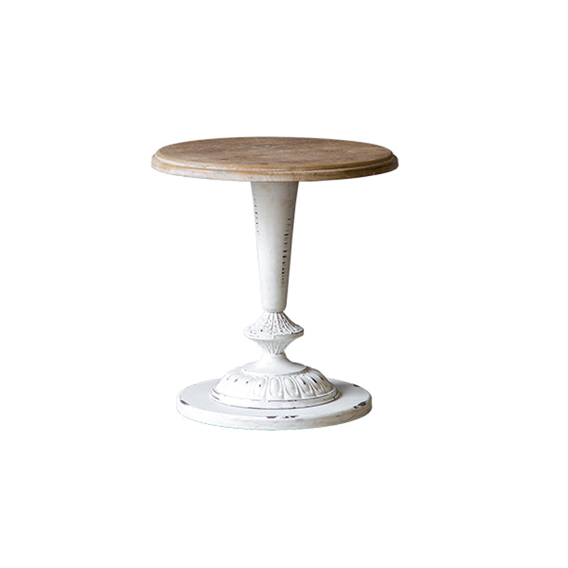 French Country Distressed Cocktail Table Wooden Round Top Shape Coffee Table