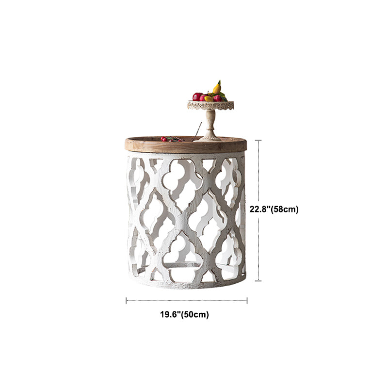 French Country Distressed Cocktail Table Wooden Round Top Shape Coffee Table