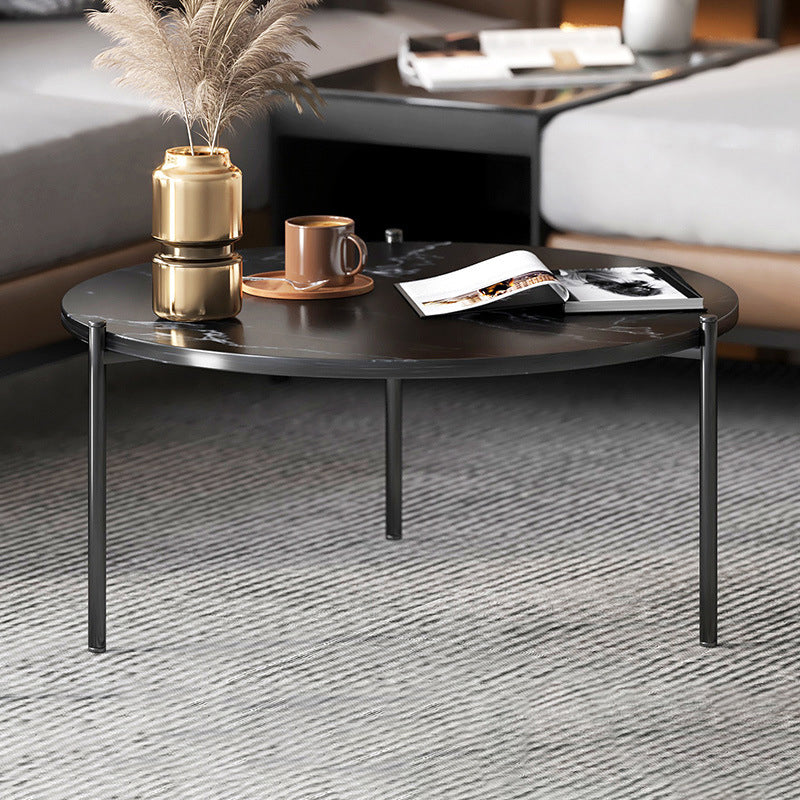 Mesa de centro de 3 patas, mesa de centro redonda de madera maciza para sala de estar