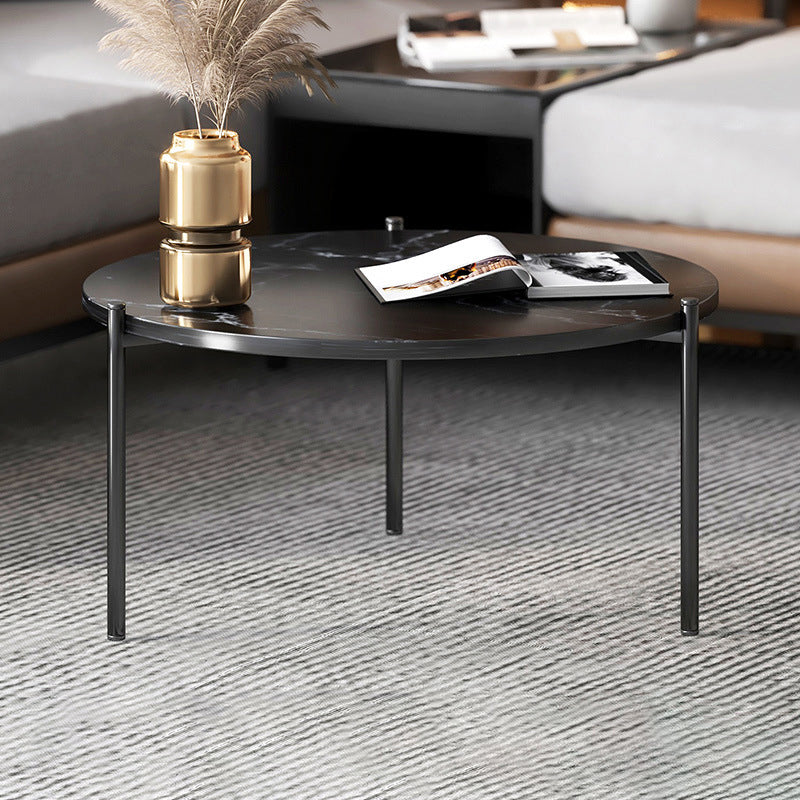 Mesa de centro de 3 patas, mesa de centro redonda de madera maciza para sala de estar