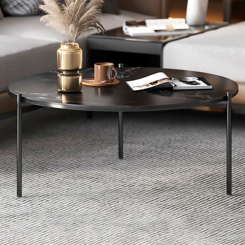 Mesa de centro de 3 patas, mesa de centro redonda de madera maciza para sala de estar