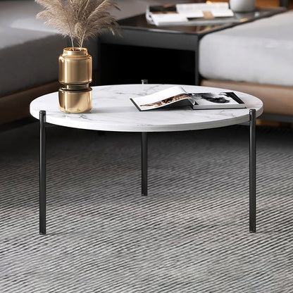 Mesa de centro de 3 patas, mesa de centro redonda de madera maciza para sala de estar